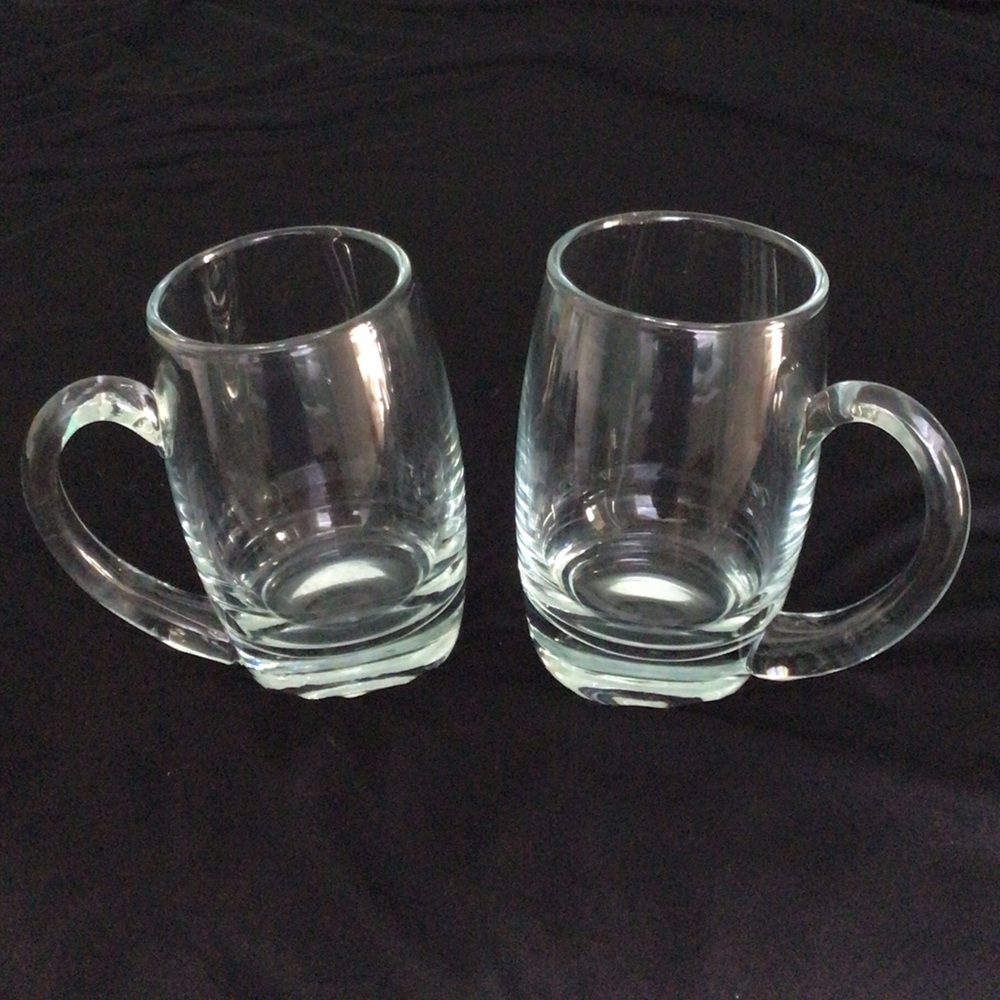 Clear Glass Beer Tankard Mugs Set